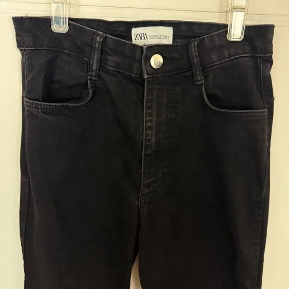 ZARA High Rise Jegging Denim Skinny 4-Pocket Jean US 6 Black Stretchy Pants B86 - Picture 5 of 6